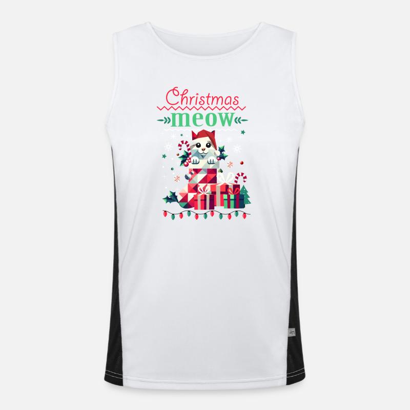 Chat espiègle en bas - Style de Noël laid Débardeur respirant contrasté Homme 