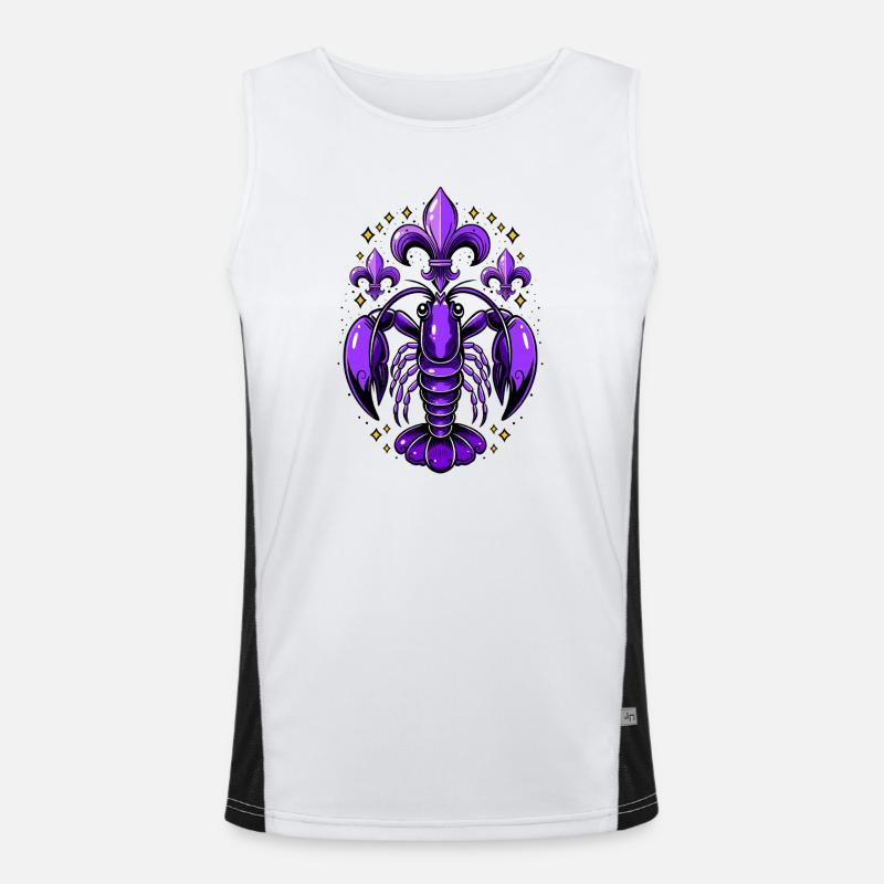 Mardi Gras Languste mit Fleur-de-Lis Design Funktionelles Kontrast-Tank Top für Männer 