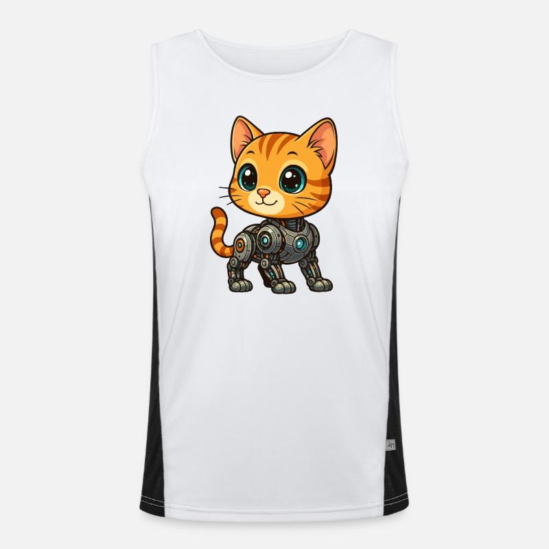 chaton mignon cyborg robot dessin animé Débardeur respirant contrasté Homme 
