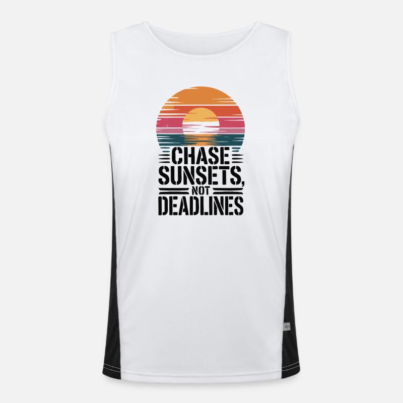 Adventure - Chase Sunsets not Deadlines Men's Functional Contrast Tank Top 
