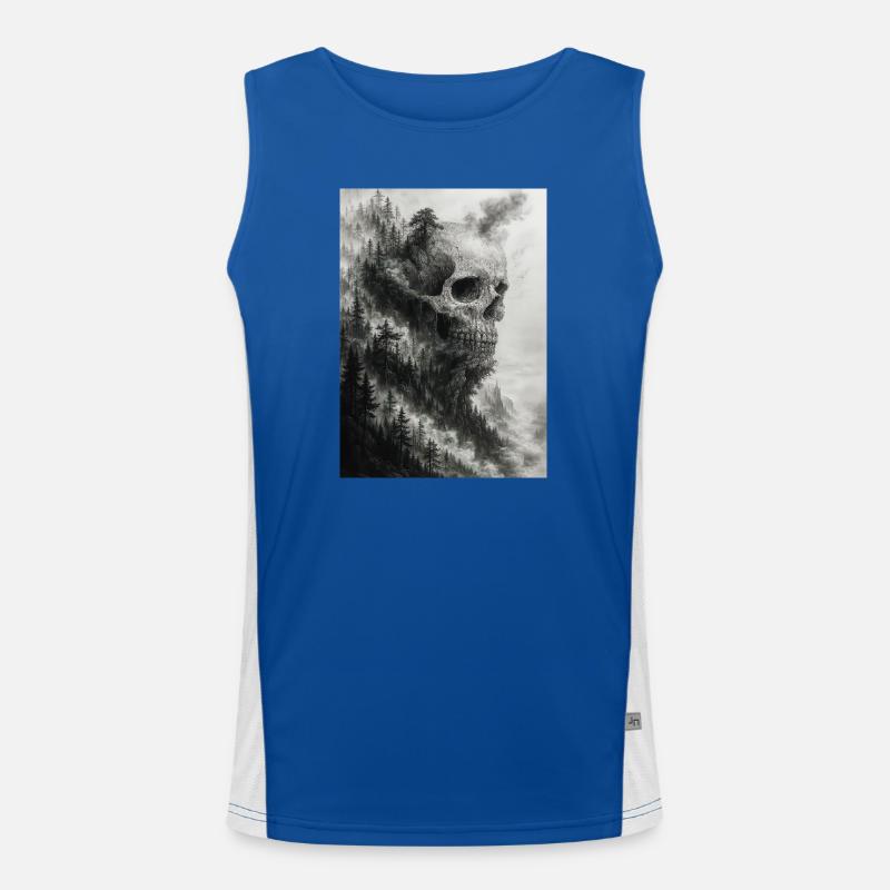Unheimliche Waldschädel-Illustration Funktionelles Kontrast-Tank Top für Männer 