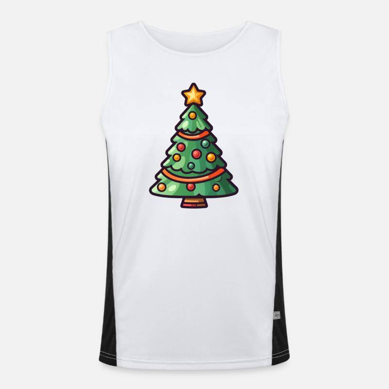 Conception de dessin animé d’arbre de Noël festif Débardeur respirant contrasté Homme 