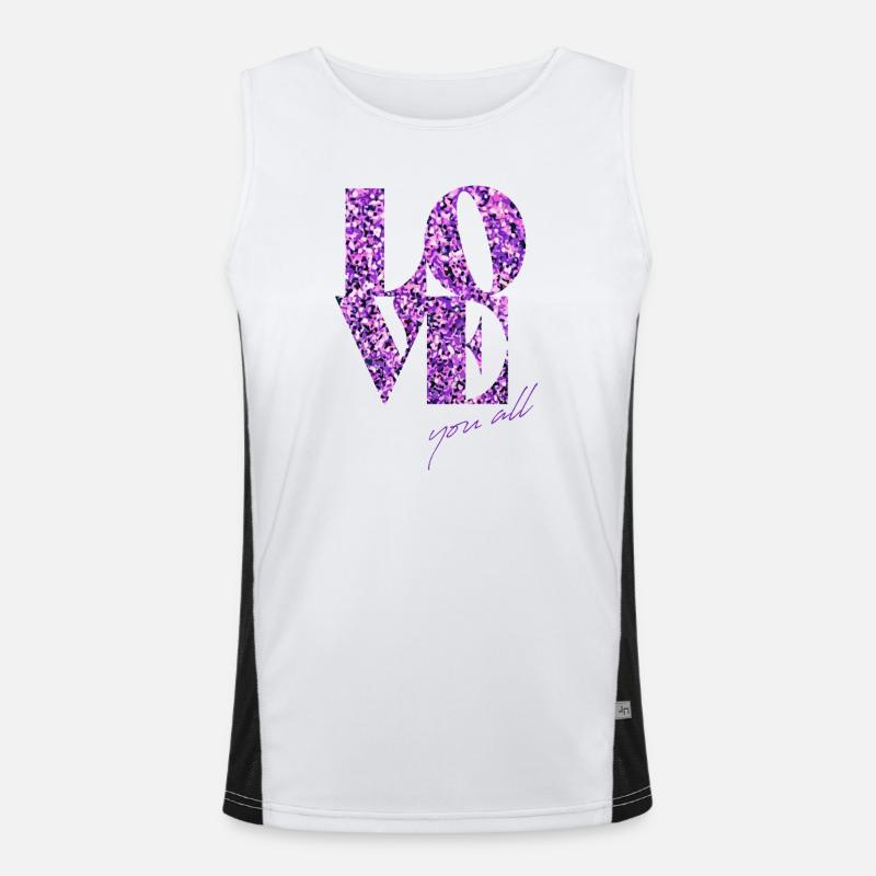 Violet paillettes amour affirmation design Débardeur respirant contrasté Homme 