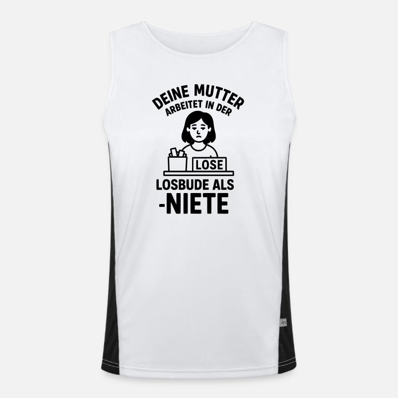 losbude deine mutter witz Funktionelles Kontrast-Tank Top für Männer 