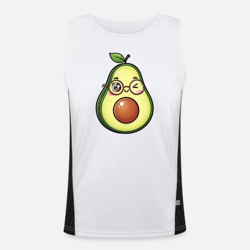 Avocado with Glasses Wink Men's Functional Contrast Tank Top 