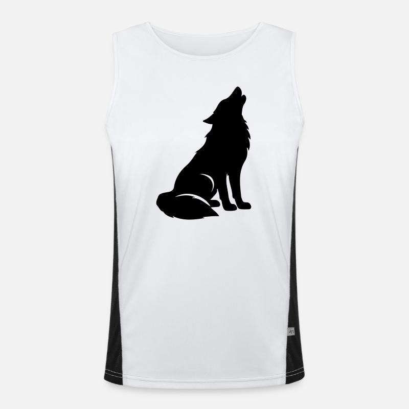 Wolf Silhouette Funktionelles Kontrast-Tank Top für Männer 