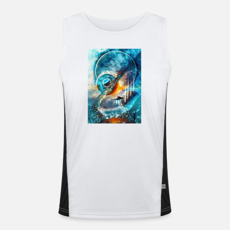 Blue Space Ring with Fire - Men's Functional Contrast Tank Top - white/black