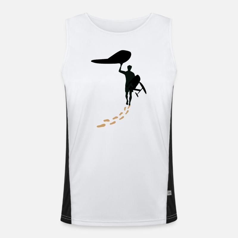Wingfoiler with footsteps - Men's Functional Contrast Tank Top  - white/black