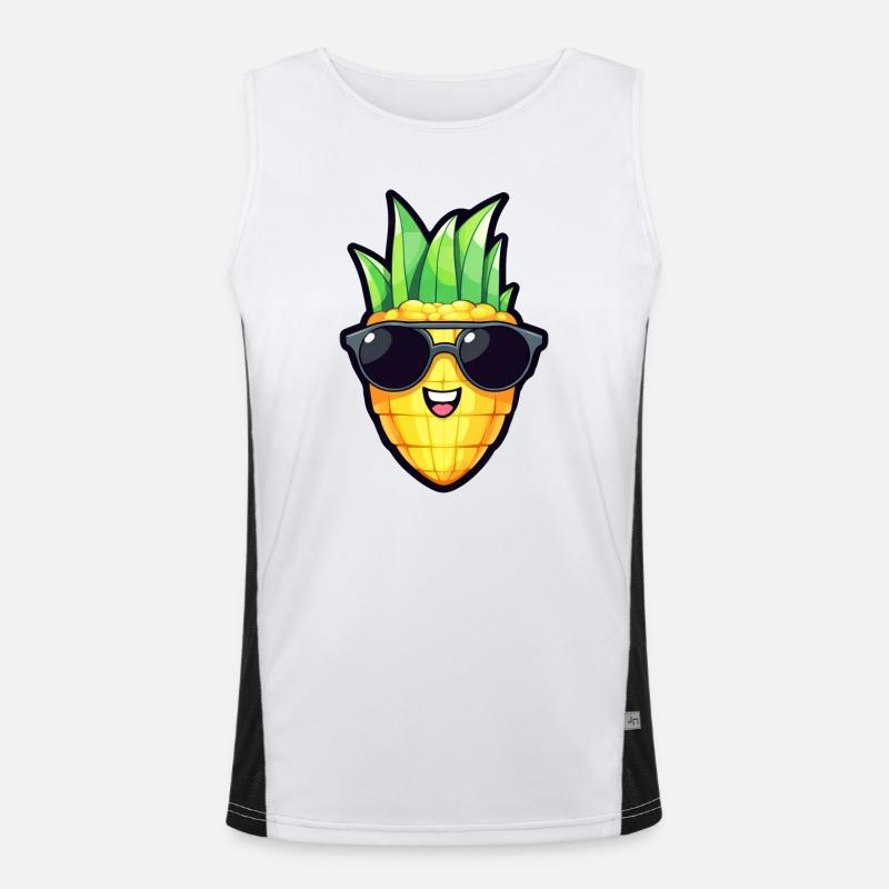 Cool corn with sunglasses - Original vegetables Men's Functional Contrast Tank Top 