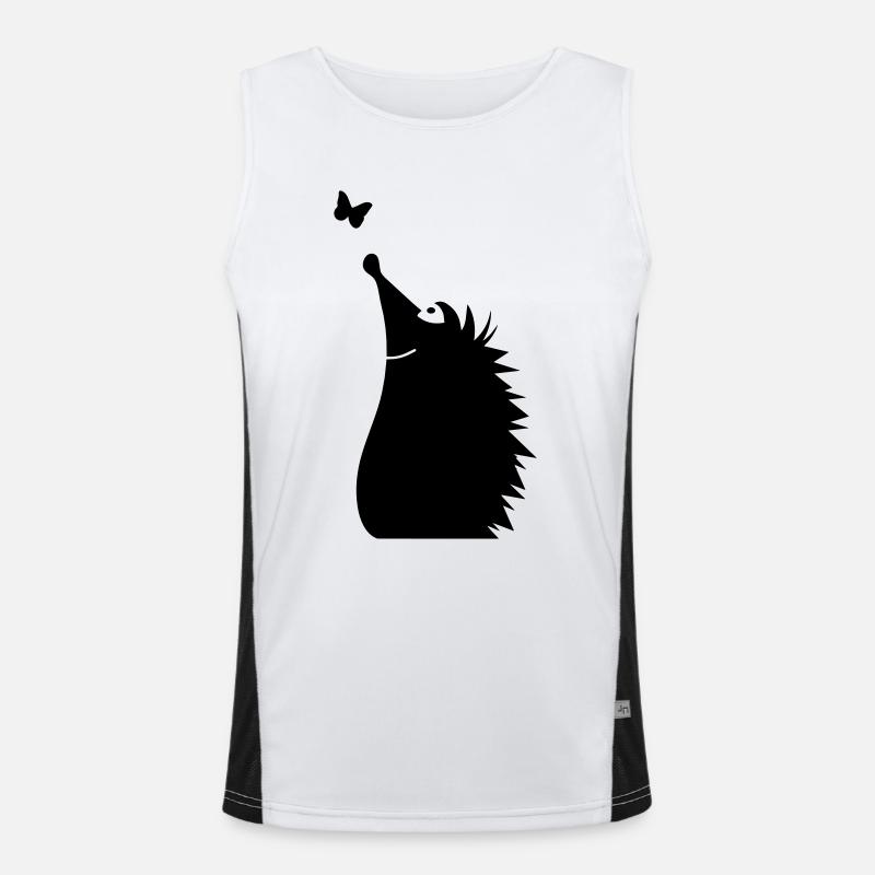 A hedgehog watching a butterfly - Men's Functional Contrast Tank Top  - white/black