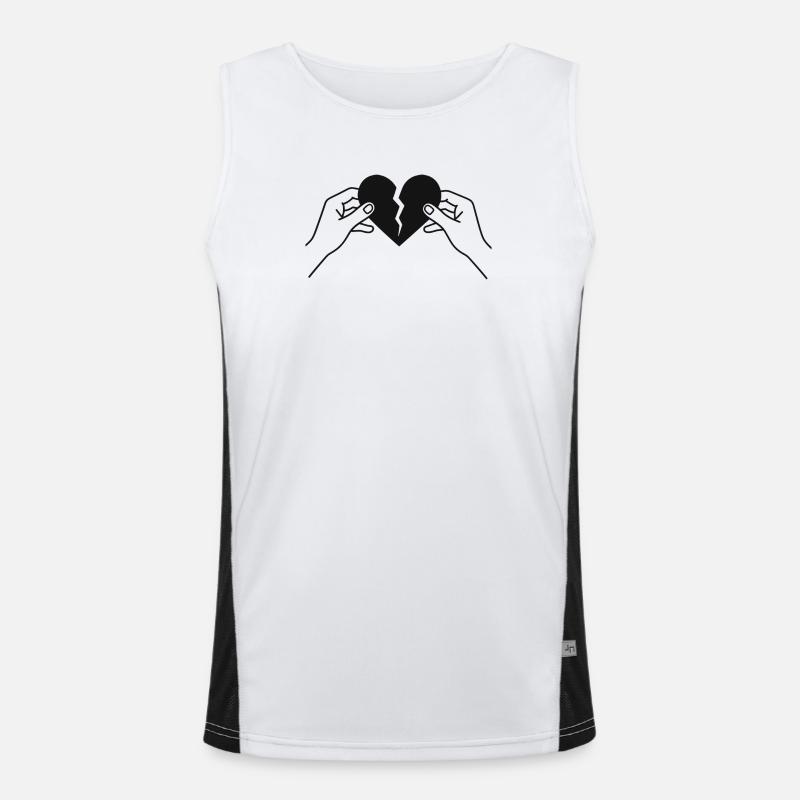 Gebrochenes Herz in den Händen Funktionelles Kontrast-Tank Top für Männer 
