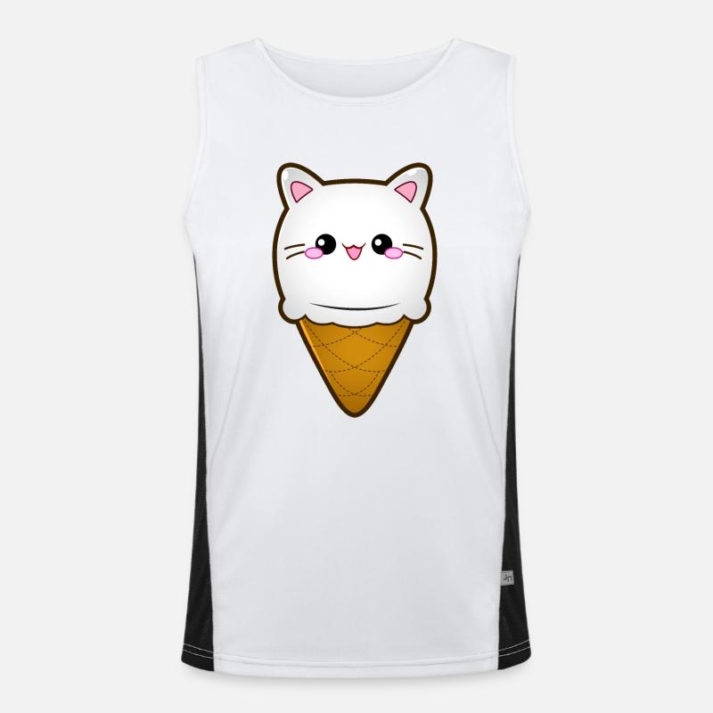 Ice Cream Cat Eiscreme Eis Katze Vanille Eiskugel Funktionelles Kontrast-Tank Top für Männer 
