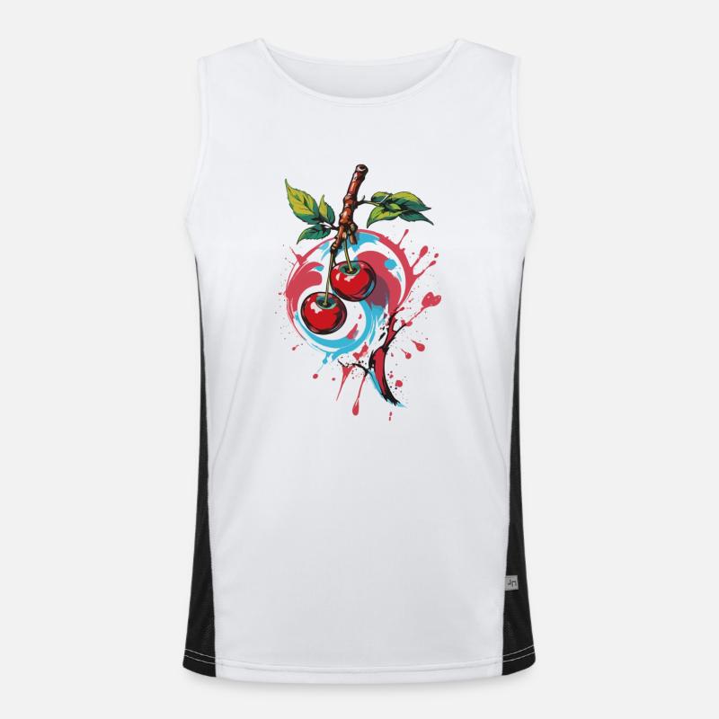 Red Cherry Cherries Cherries Cherry Men's Functional Contrast Tank Top 