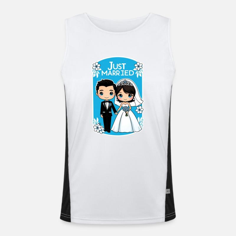 Just Married - For Wedding - Men's Functional Contrast Tank Top  - white/black