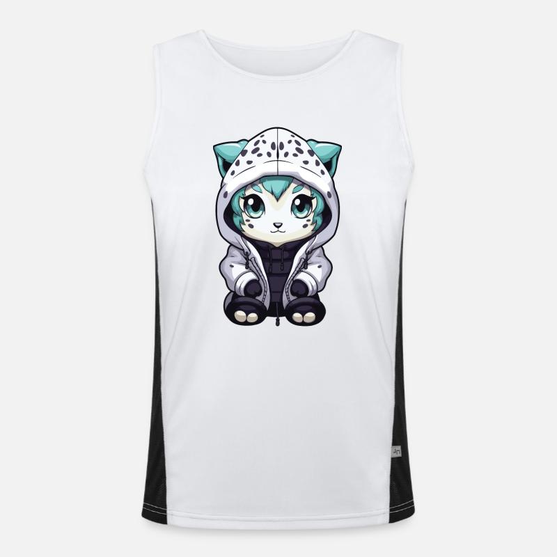 Snow Leopard Winter Leopard Comic Cute Men's Functional Contrast Tank Top 
