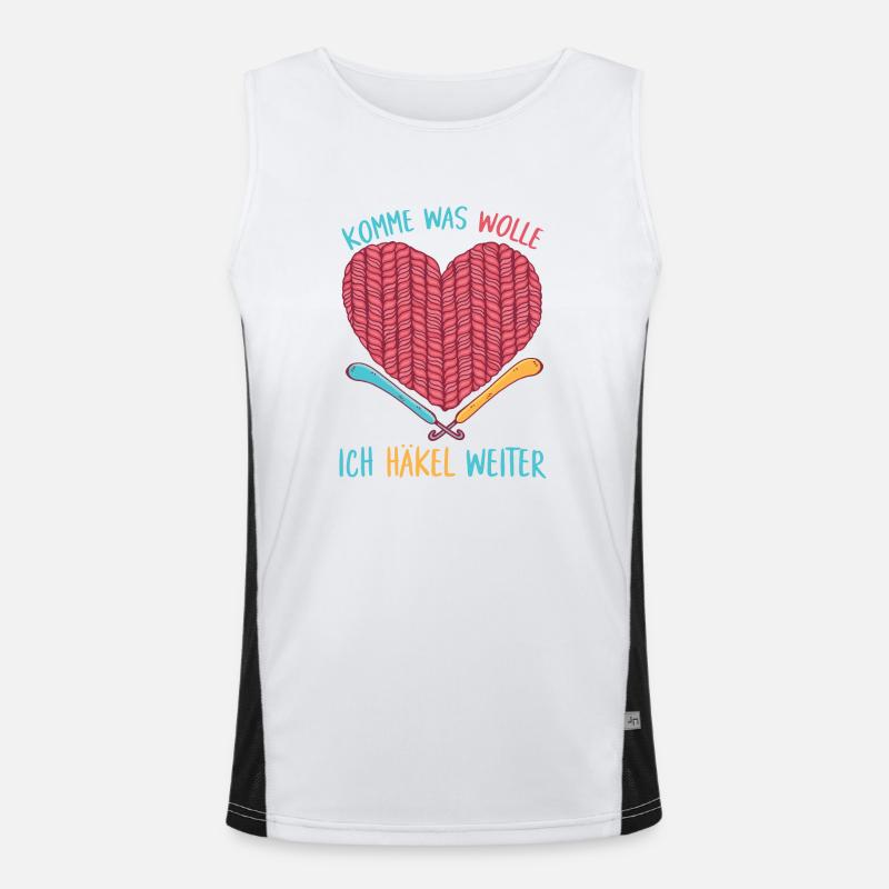 Komme was wolle Ich häkel weiter Häkeln Geschenk Funktionelles Kontrast-Tank Top für Männer