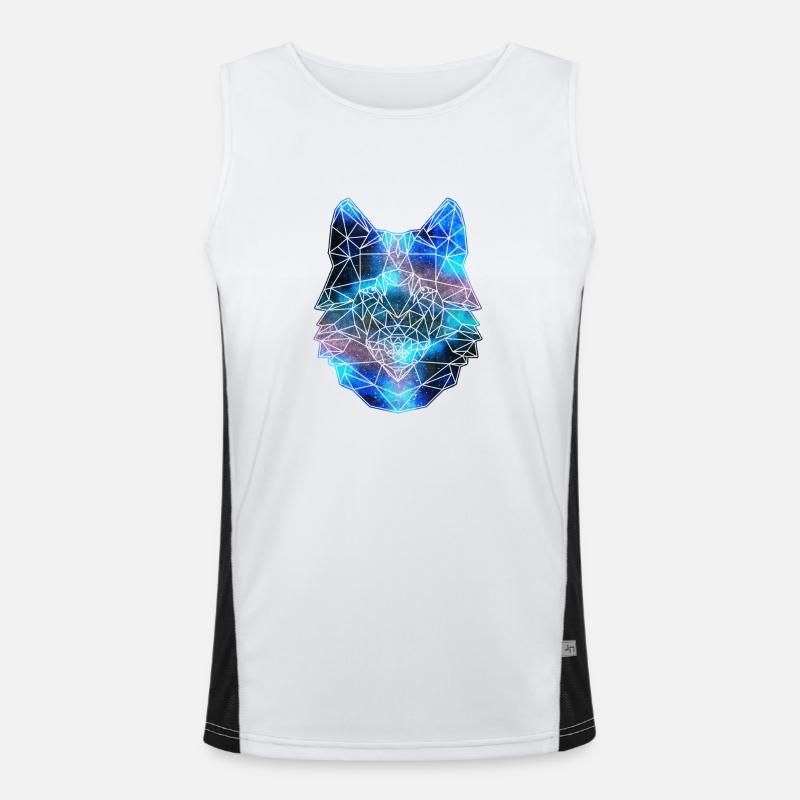 Polygon Wolf animal wilderness space Galaxy Men's Functional Contrast Tank Top 