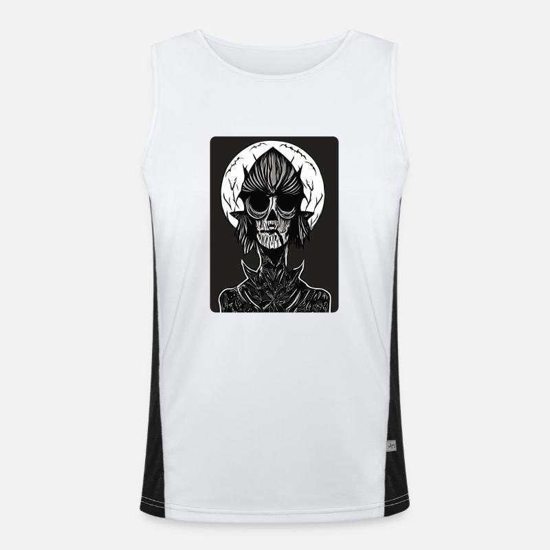 Scary Black and White Dracula with Empty Eyes Men's Functional Contrast Tank Top 