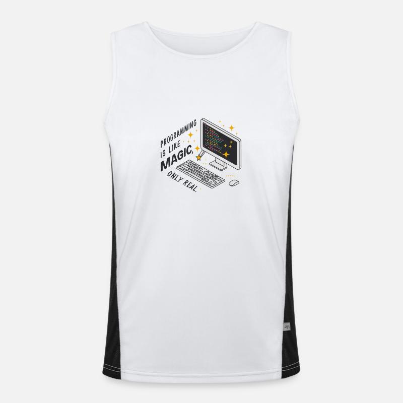 Programming is like magic, only real. Men's Functional Contrast Tank Top 