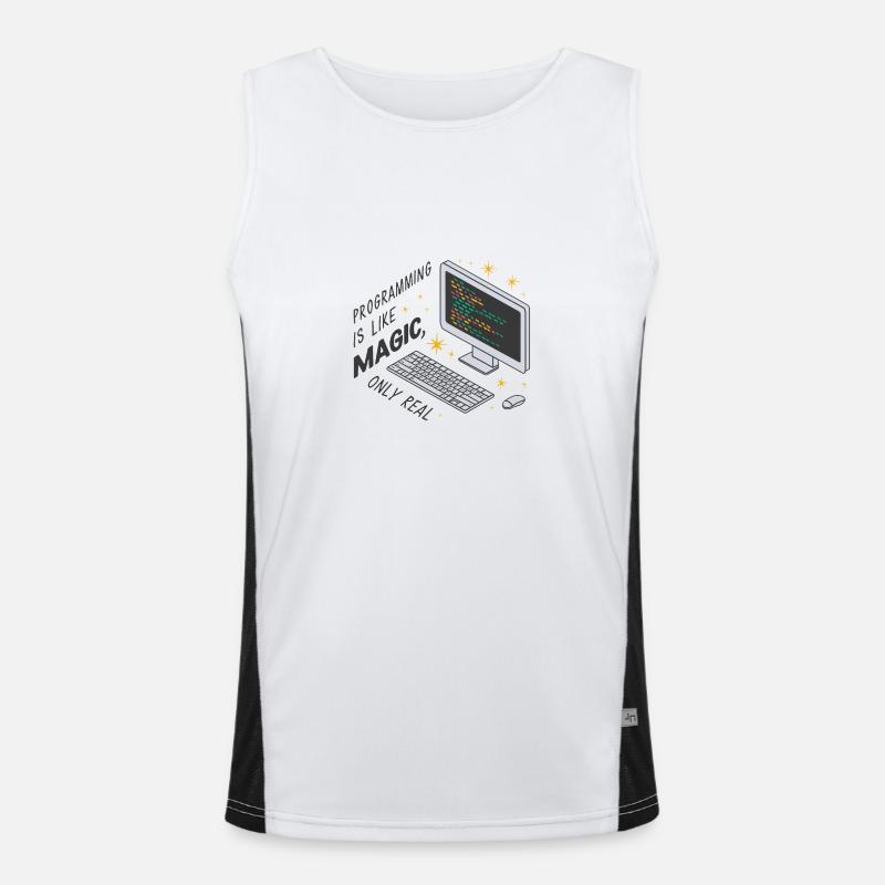 Programmieren ist wie Magie, nur real. Funktionelles Kontrast-Tank Top für Männer 