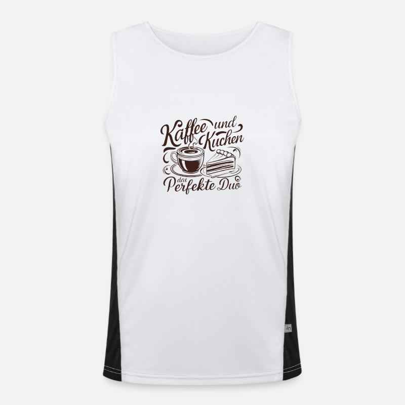 Kaffee und Kuchen – das perfekte Duo. Funktionelles Kontrast-Tank Top für Männer 