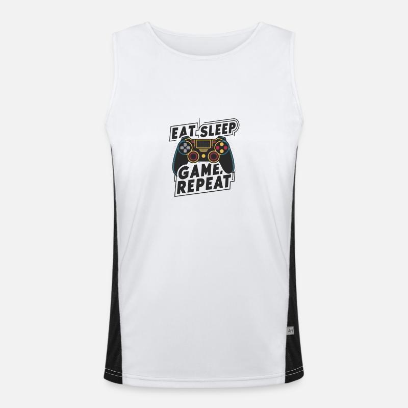 Eat, Sleep, Game, Repeat - Men's Functional Contrast Tank Top  - white/black