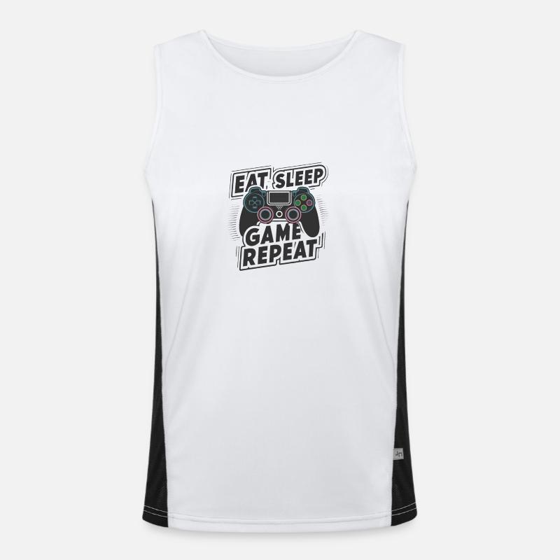 Eat, Sleep, Game, Repeat - Men's Functional Contrast Tank Top - white/black