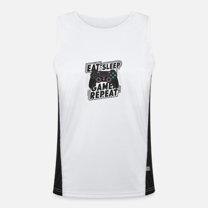 Eat, Sleep, Game, Repeat Funktionelles Kontrast-Tank Top für Männer 