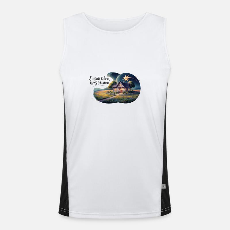 Einfach leben, groß Träumen Funktionelles Kontrast-Tank Top für Männer 