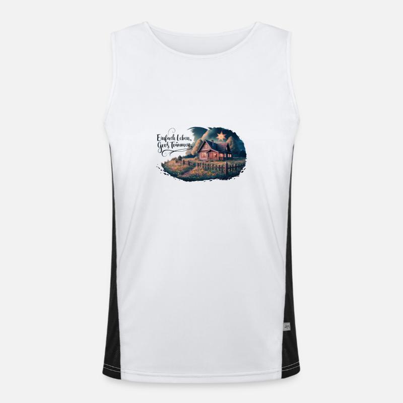 Einfach leben, groß Träumen Funktionelles Kontrast-Tank Top für Männer 
