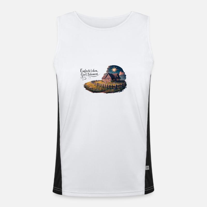 Einfach leben, groß Träumen Funktionelles Kontrast-Tank Top für Männer 