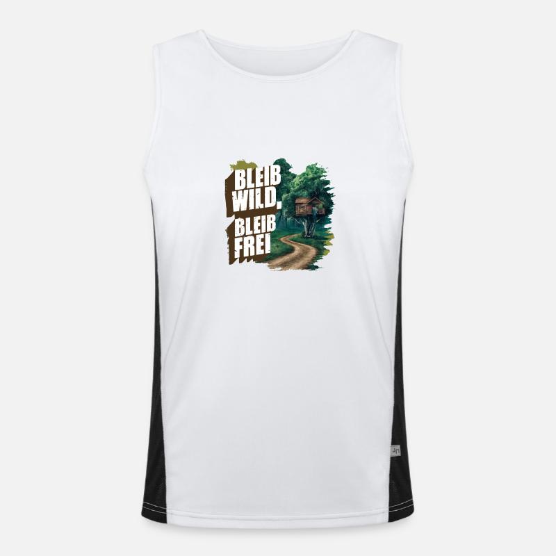 Bleib wild, bleib frei Funktionelles Kontrast-Tank Top für Männer 