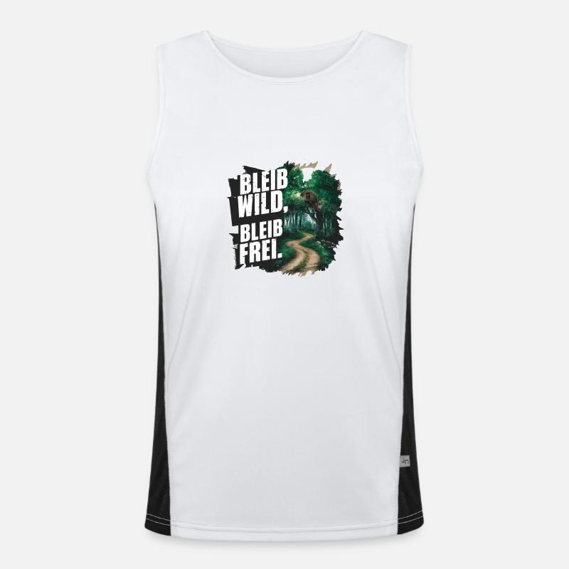 Bleib wild, bleib frei Funktionelles Kontrast-Tank Top für Männer 