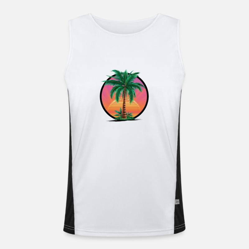Tropical palm tree at sunset – holiday motif Men's Functional Contrast Tank Top 