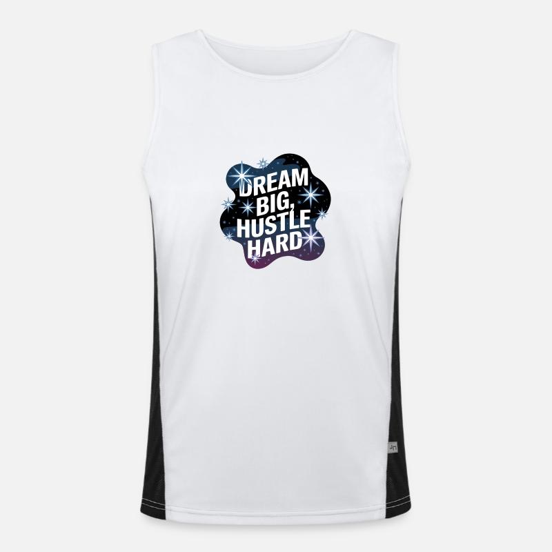 Dream Big, Hustle Hard – Nachthimmel Funktionelles Kontrast-Tank Top für Männer 