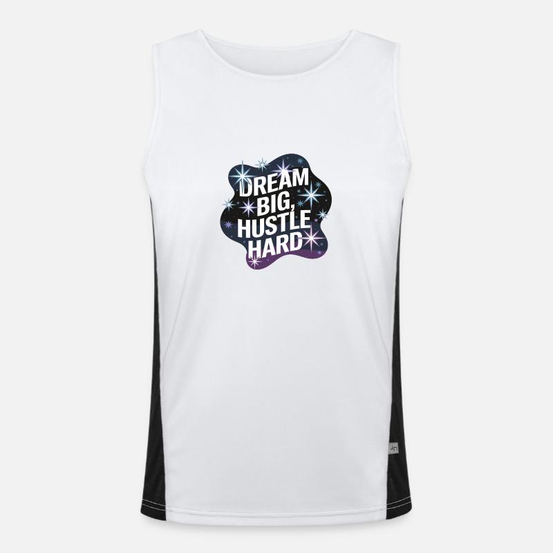 Dream Big, Hustle Hard – Nachthimmel Funktionelles Kontrast-Tank Top für Männer 