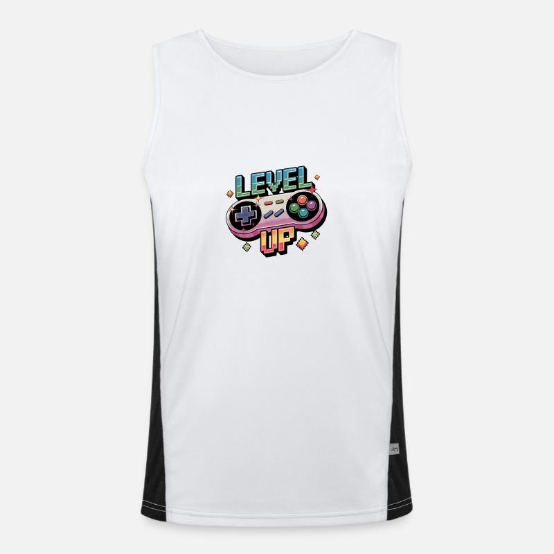 Level Up – Gaming Controller - Men's Functional Contrast Tank Top  - white/black
