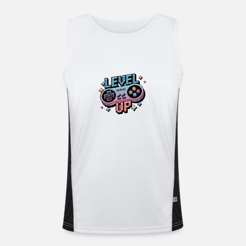 Level Up – Gaming Controller - Men's Functional Contrast Tank Top  - white/black