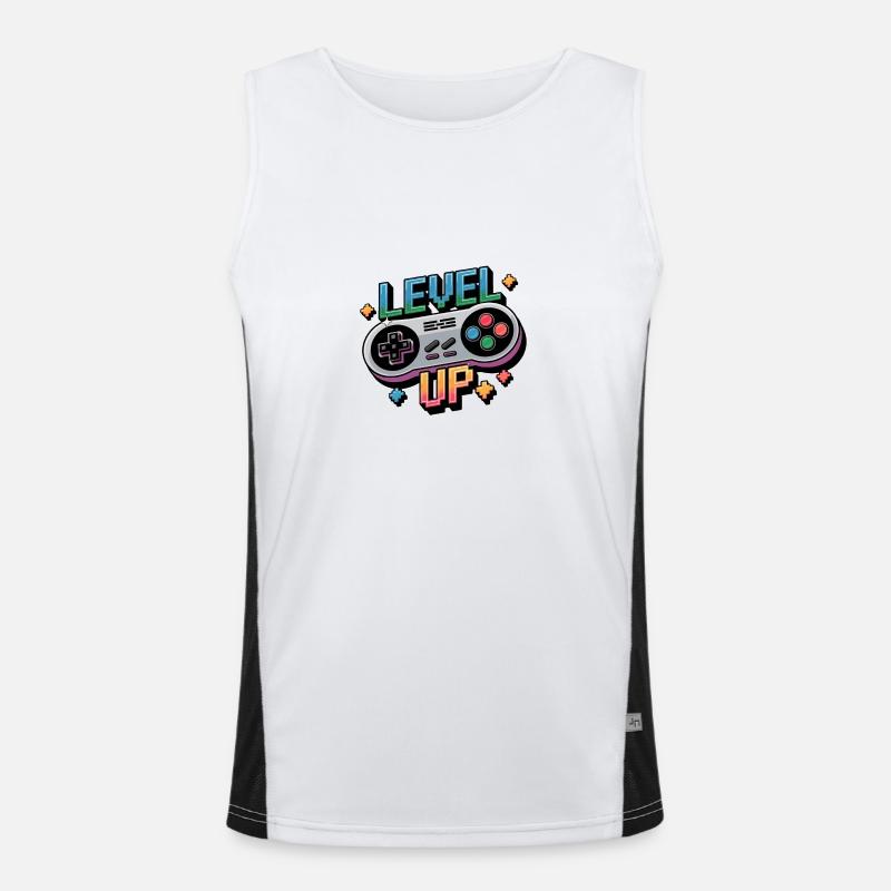 Level Up – Gaming Controller - Men's Functional Contrast Tank Top  - white/black
