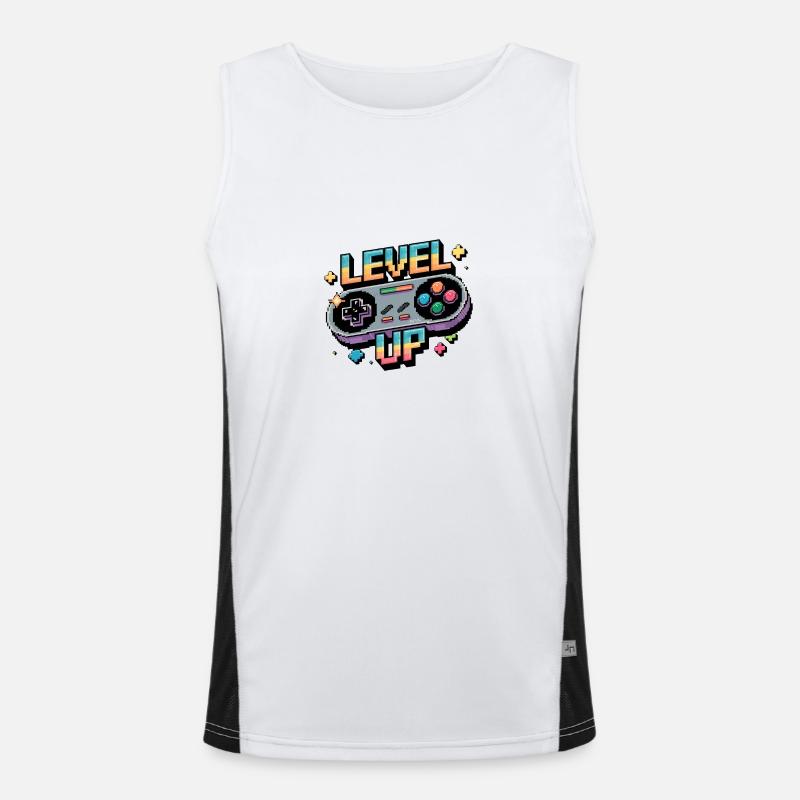 Level Up – Gaming Controller - Men's Functional Contrast Tank Top  - white/black