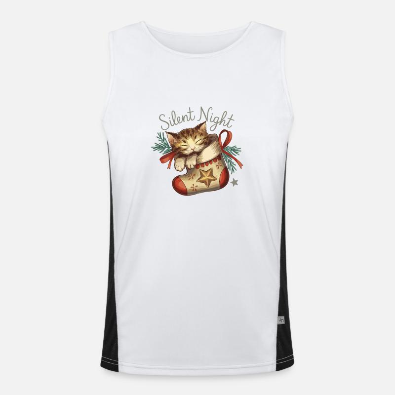 Douce nuit – Chaton en bas de Noël Débardeur respirant contrasté Homme 