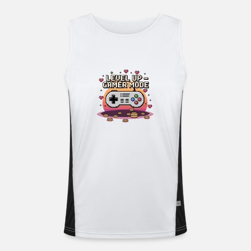 Level Up – Gamer Mode Funktionelles Kontrast-Tank Top für Männer 