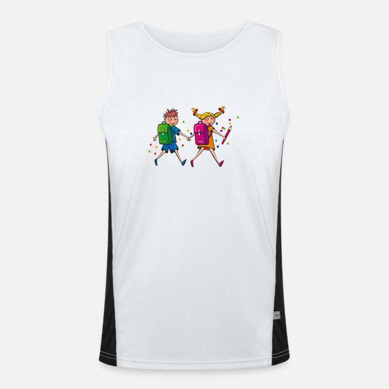 Schulkinder mit Schulranzen. Geschenkidee Funktionelles Kontrast-Tank Top für Männer 