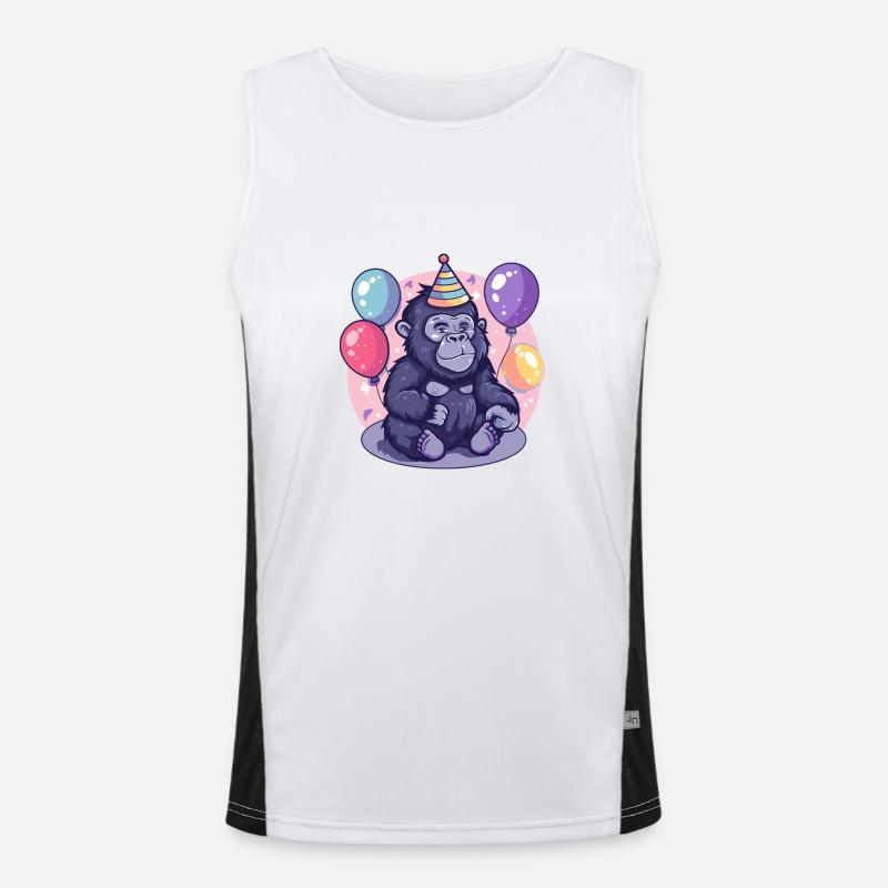 Gorilla Birthday Comic - Men's Functional Contrast Tank Top  - white/black