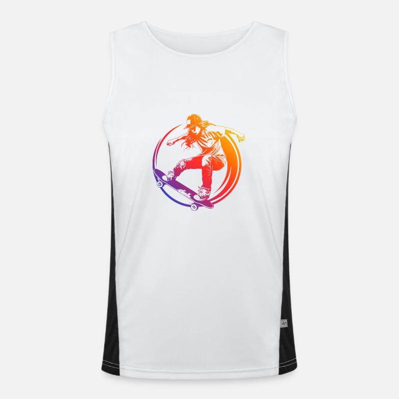 Skateboarding Silhouette Skateboard Bunt Funktionelles Kontrast-Tank Top für Männer 
