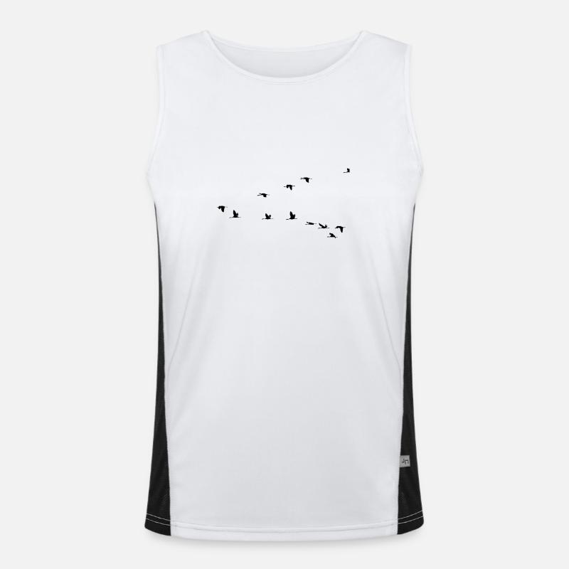 Bird crane stork swarm Men's Functional Contrast Tank Top 