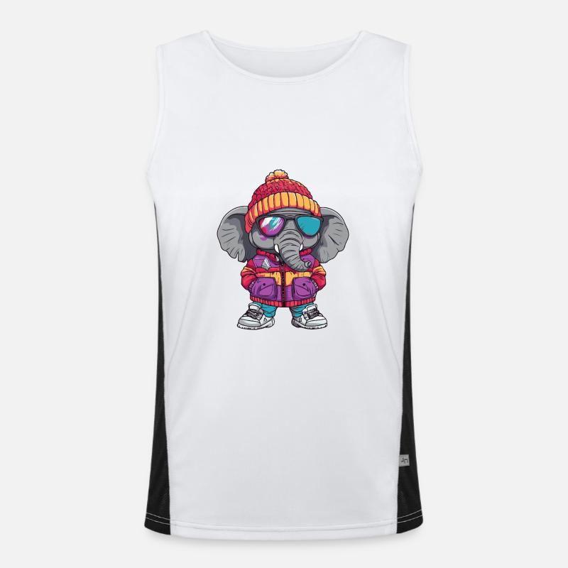 Elephant Cool Comic - Men's Functional Contrast Tank Top  - white/black