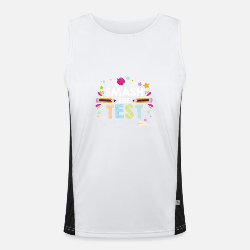 Funny Smash The Test Exam Day Teacher Student Funktionelles Kontrast-Tank Top für Männer 