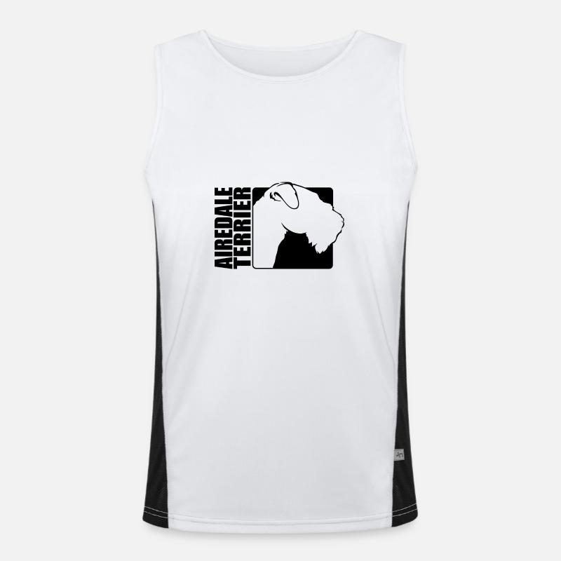 Airedale Terrier Profil Hund Hunde Wilsigns Funktionelles Kontrast-Tank Top für Männer 
