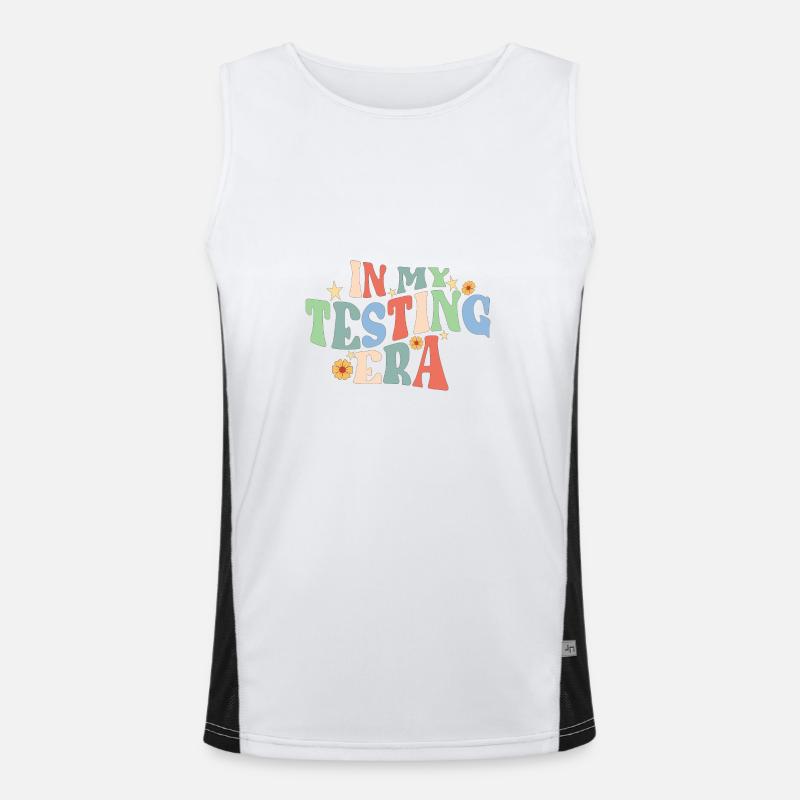 Testing Day In My Testing Era Teacher Teaching Funktionelles Kontrast-Tank Top für Männer 